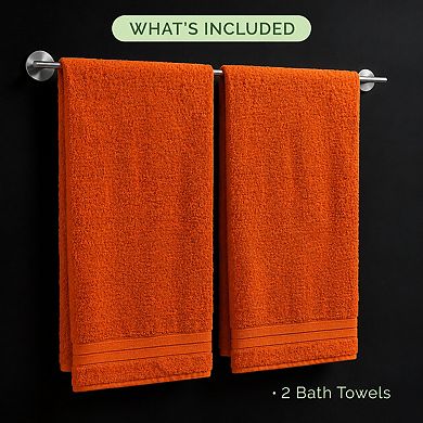 2 Pack Cotton Bath Towel Set Three Line Popcorn Texture Quick Dry Absorbent Hotel Quality