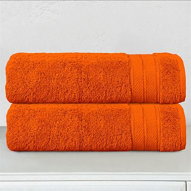 2 Pack Cotton Bath Towel Set Three Line Popcorn Texture Quick Dry Absorbent Hotel Quality