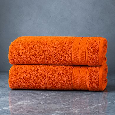 2 Pack Cotton Bath Towel Set Three Line Popcorn Texture Quick Dry Absorbent Hotel Quality