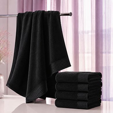 4 Pack Pure Cotton Bath Towel Set Ultra Soft Quick Dry Absorbent Lightweight Multipurpose