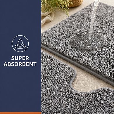 2 Piece Memory Foam Bath Mat Set Soft Absorbent Machine Washable Bathroom Rugs