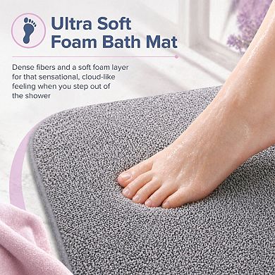 2 Piece Memory Foam Bath Mat Set Soft Absorbent Machine Washable Bathroom Rugs