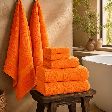 6 Pack Cotton Towel Set Ultra Soft Absorbent Quick Dry Machine Washable Everyday Use