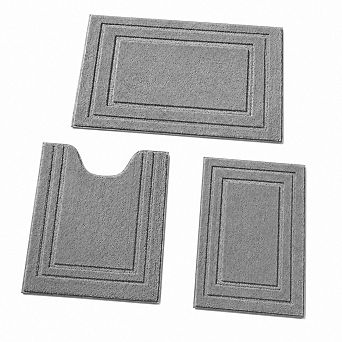 3 pc Bathroom Rugs Set Super Soft Absorbent Non Slip Microfiber Toilet Bath Mat