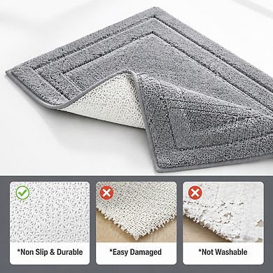 3 Piece Bathroom Rugs Set Super Soft Absorbent Non Slip Microfiber Toilet Bath Mat