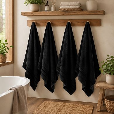 4 Pack Cotton Viscose Bath Towels Soft Absorbent Quick Drying Daily Use
