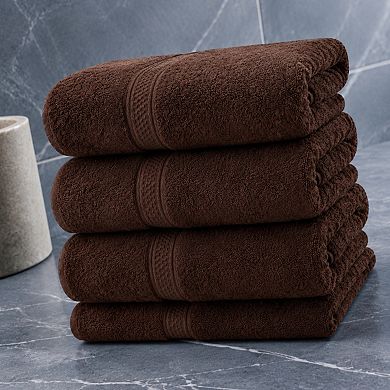 4 Pack Cotton Bath Towels Set Ring Spun 600 GSM Quick Dry Absorbent