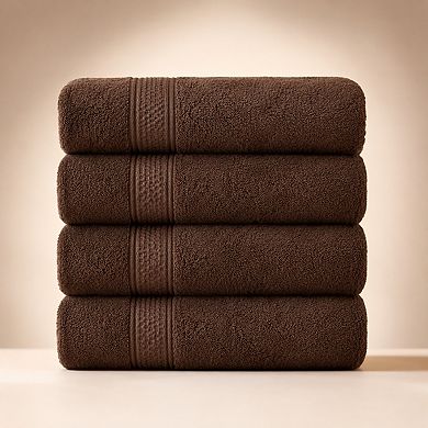 4 Pack Cotton Bath Towels Set Ring Spun 600 GSM Quick Dry Absorbent