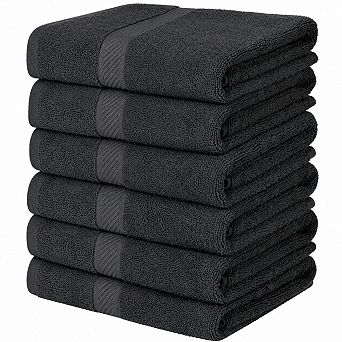 6 Pack Bath Towel Set Ring Spun Cotton Highly Absorbent Quick Drying