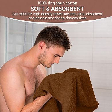 6 Pack Cotton Bath Towel Set Quick Dry Highly Absorbent Machine Washable Multi Use