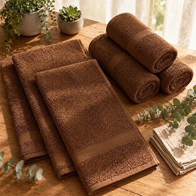 6 Pack Cotton Bath Towel Set Quick Dry Highly Absorbent Machine Washable Multi Use