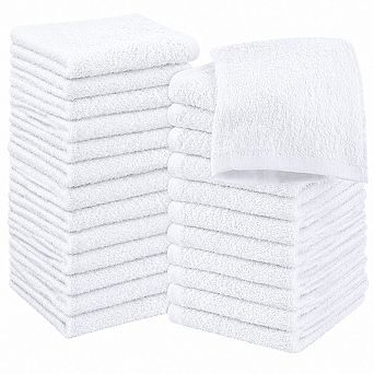24 Pack Ring Spun Cotton Washcloths Set Soft Absorbent Face Towels
