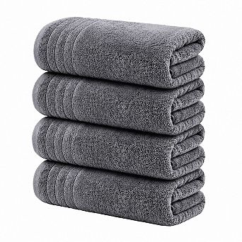 4 Pack Extra Large Super Soft Absorbent Quick Dry Cotton Bath Towels