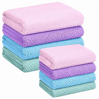 4 Set Coral Velvet Towel Set Quick Dry Ultra Absorbent Multipurpose Bathroom Towels