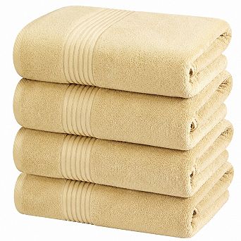4 Pack Ring Spun Cotton Bath Towel Set Highly Absorbent Machine Washable