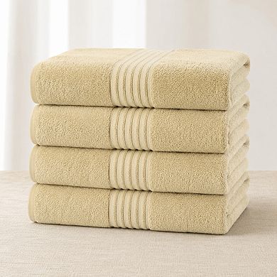 4 Pack Ring Spun Cotton Bath Towel Set Highly Absorbent Machine Washable