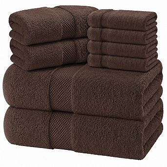 8 pc Luxury Cotton Bathroom Towel Set Highly Absorbent Quick Dry