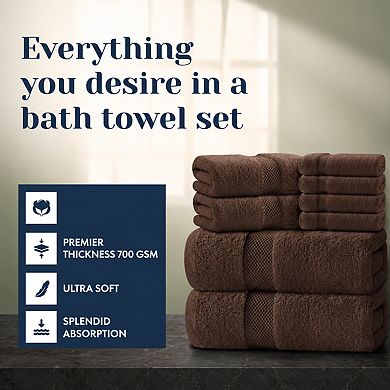 8 Piece Luxury Cotton Bathroom Towel Set Highly Absorbent Quick Dry