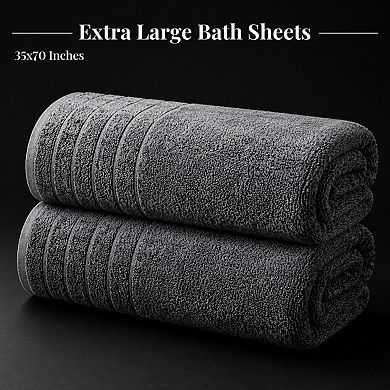 2 Pack Super Soft Cotton Bath Sheets Quick Dry Absorbent Oversized