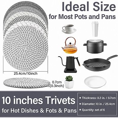 10 Inch Cotton Trivets Set Heat Resistant Farmhouse Kitchen Pads