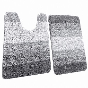 2 pc Microfiber Bath Mat Set Soft Absorbent Non Slip Quick Dry Washable
