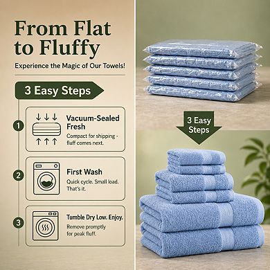 6 Piece Bath Towel Set Super Soft Quick Dry Absorbent Durable