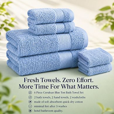 6 Piece Bath Towel Set Super Soft Quick Dry Absorbent Durable