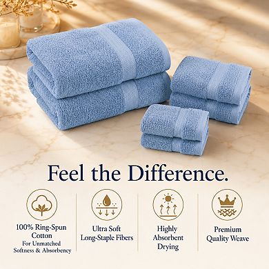 6 Piece Bath Towel Set Super Soft Quick Dry Absorbent Durable
