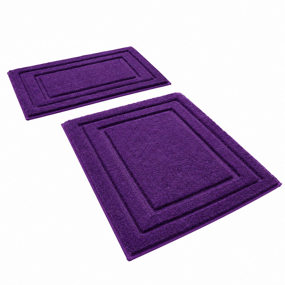 2 Pc Purple Bathroom Rug Set, 16x24+20x32, Non Slip Soft Mat