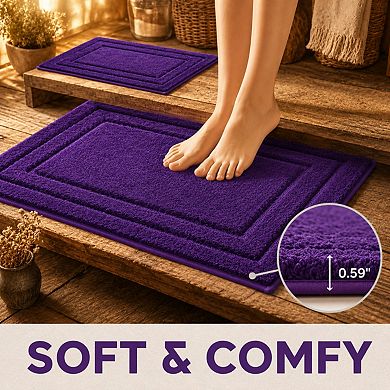 2 Piece Super Soft Absorbent Non Slip Washable Bathroom Rug Sets