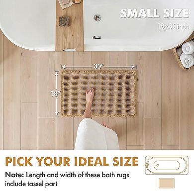 2 Pack Boho Non Slip Absorbent Soft Washable Bathroom Floor Mats