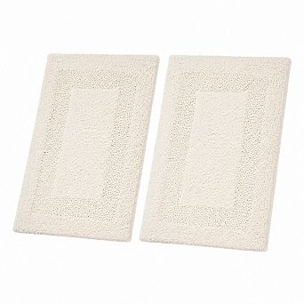 2 pc Reversible Cotton Bath Rug Set Plush Absorbent Machine Washable