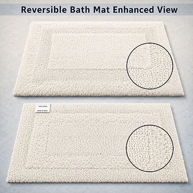 2 Piece Reversible Cotton Bath Rug Set Plush Absorbent Machine Washable