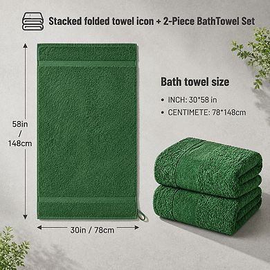 2 Pack Luxury Extra Large Cotton Bath Towels Soft Absorbent Quick Dry