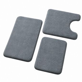 3 pc Bathroom Rugs Set Ultra Soft Memory Foam Non Slip Quick Dry Absorbent Bath Mat