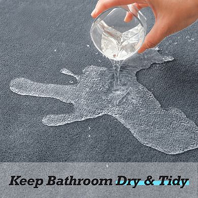 3 Piece Bathroom Rugs Set Ultra Soft Memory Foam Non Slip Quick Dry Absorbent Bath Mat