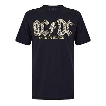 AC/DC Womens/Ladies Back In Black Leopard Print T-Shirt