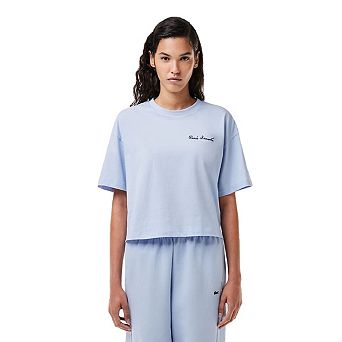 Lacoste Womens/Ladies Logo Crew Neck Crop T-Shirt