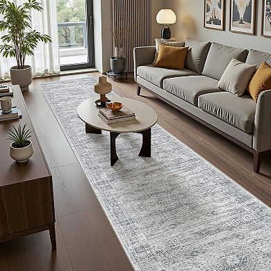 Abstract Washable Kitchen Runner Rug Low Pile