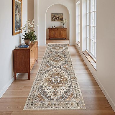 Washable Kitchen Runner Rug Non-Slip Low-Pile