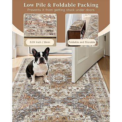 Washable Kitchen Runner Rug Non-Slip Low-Pile