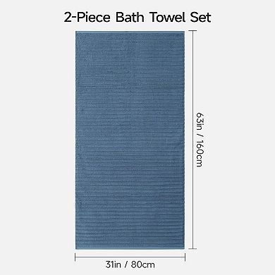 2 Pack Large Bath Towels 31x63 Inches 100% Cotton Soft Absorbent Quick Dry White