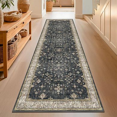 Vintage Floral Kitchen Runner Rug Non-Slip