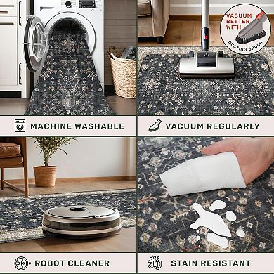 Vintage Floral Kitchen Runner Rug Non-Slip