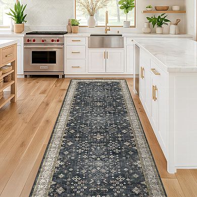 Vintage Floral Kitchen Runner Rug Non-Slip