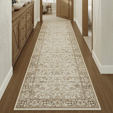HomeRoots Runner Floral Medallion Polyester Area Rug