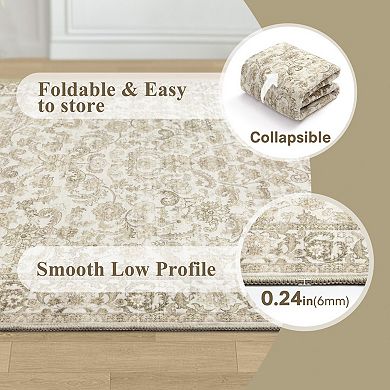 HomeRoots Runner Floral Medallion Polyester Area Rug