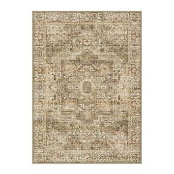 HomeRoots Rectangle Floral Medallion Polyester Area Rug