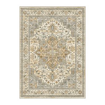 HomeRoots Rectangle Oriental Polyester Area Rug