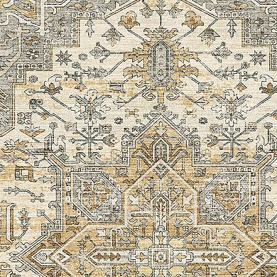 HomeRoots Rectangle Oriental Polyester Area Rug